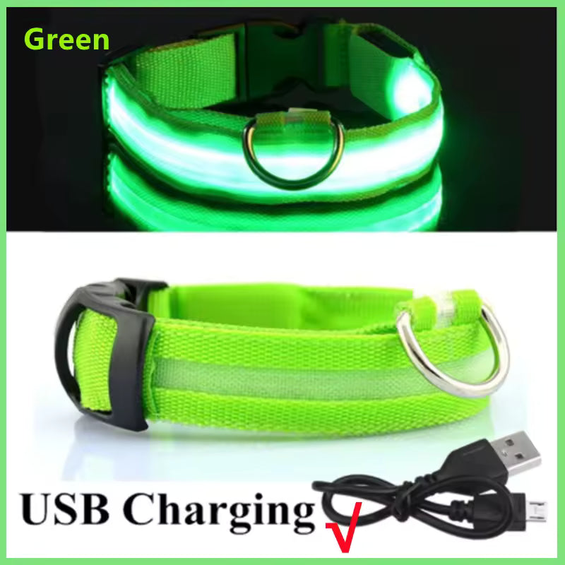 USB Rechargeable Luminous Collar Adjustable Led Glowing Dog Collar for Large Small Dogs Cat Night Light Collar Pet Safety Harnes