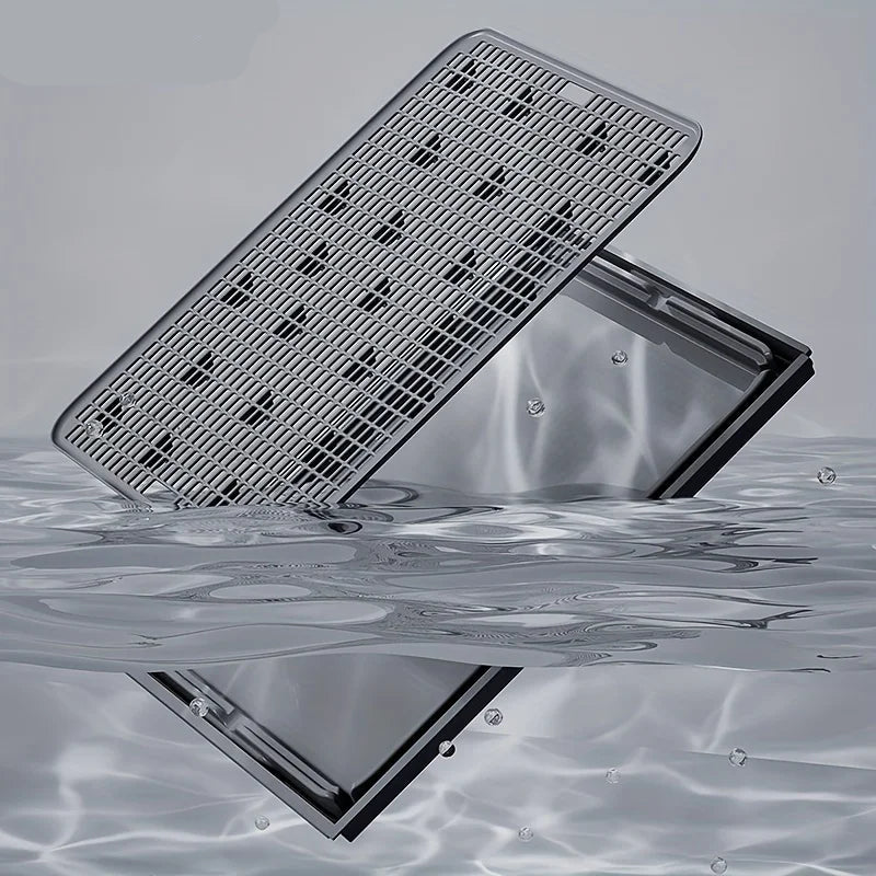 KEMORELA EXtra Large Stainless Steel Cat Litter Box with Lid - Enclosed LitterPan High-Sided Resistant Leak-Proof Cat Litter Mat