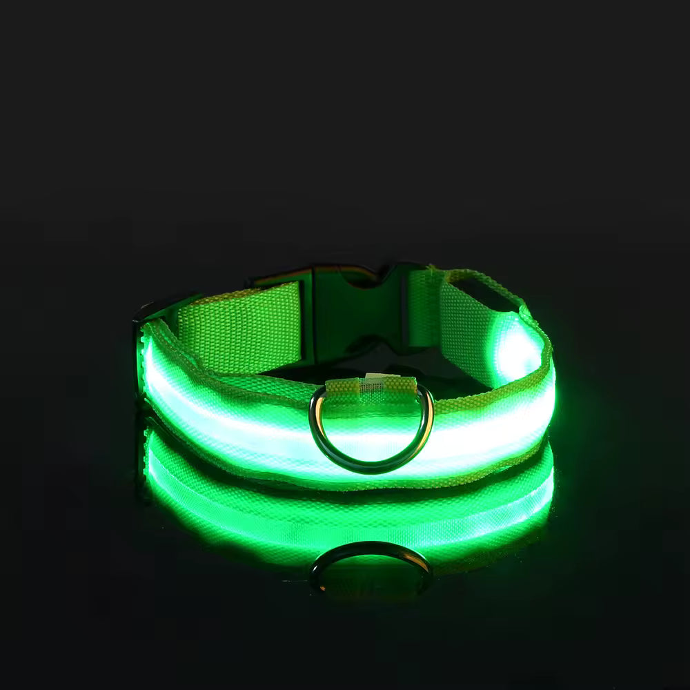 Nylon LED Night Safety Flashing Glow In The Dark Dog Leash Dogs Luminous Fluorescent Pet Dog Collar