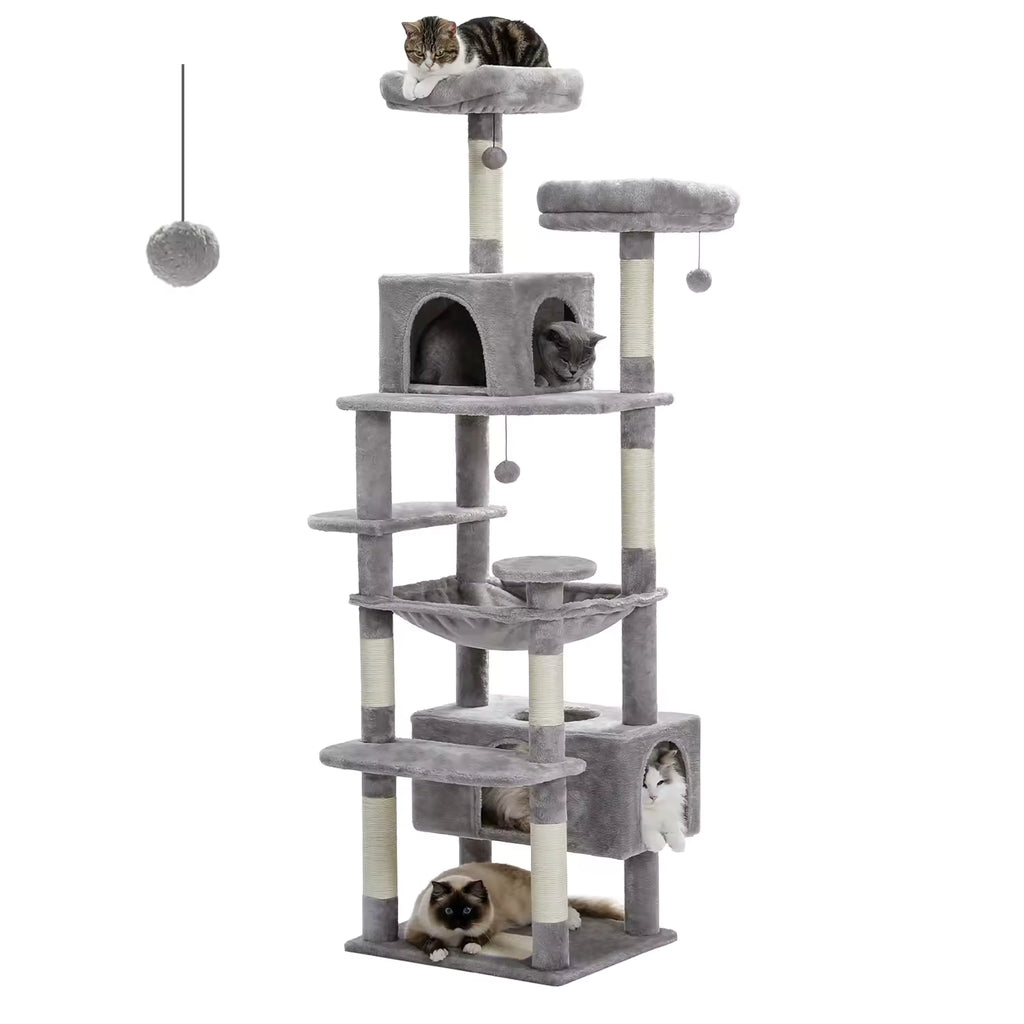 Large Cat Tree and Tower for Indoor Cats With Sisal-Covered Scratching Posts Spacious Hammock Padded Perches and Condos Cat Toys