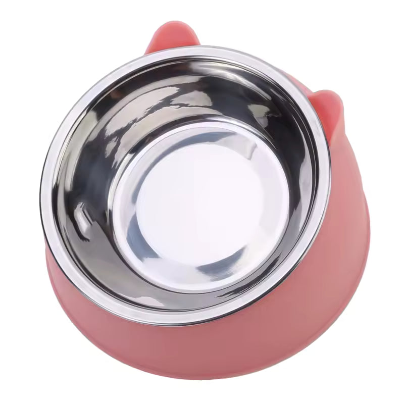 1/2/5pcs Cat Bowl Creative Inclined Kitten Puppy Food Feeding Bowls Stainless Steel Cats Drinking Feeder Pet Dogs Cats Feeders