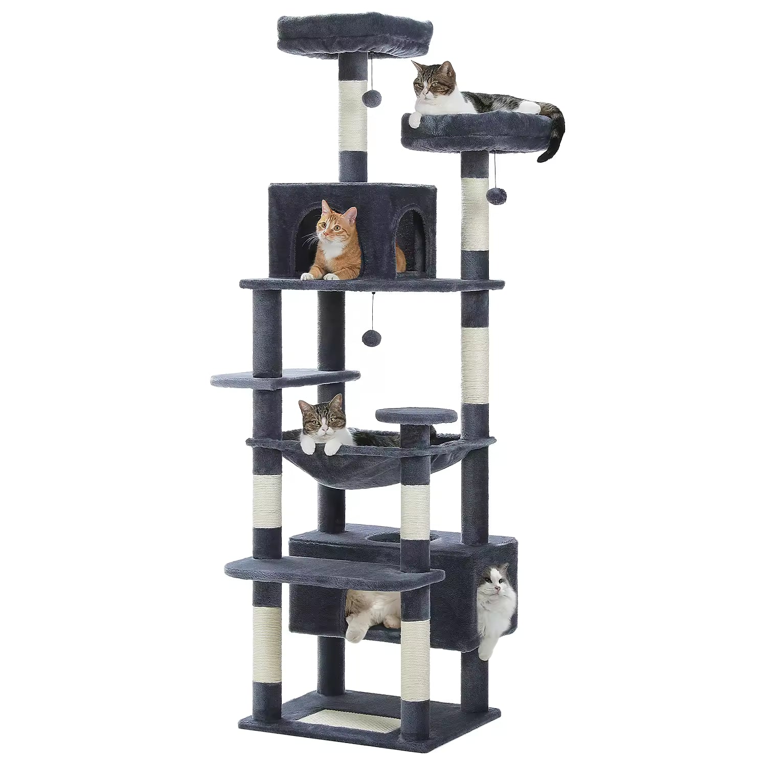 Large Cat Tree and Tower for Indoor Cats With Sisal-Covered Scratching Posts Spacious Hammock Padded Perches and Condos Cat Toys