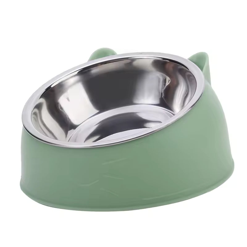 1/2/5pcs Cat Bowl Creative Inclined Kitten Puppy Food Feeding Bowls Stainless Steel Cats Drinking Feeder Pet Dogs Cats Feeders