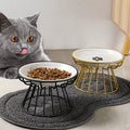 Whisker-Friendly Cat Bowl Wide Cat Wet Feeding Bowl Antitipping Ceramic Food Bowl with Stand for Kitten Puppy Food Water Feeding