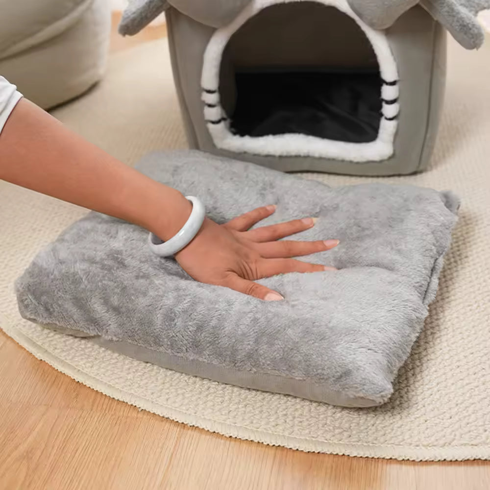 1PC Winter Gray Detachable Cat House Semi-Enclosed Four-Season Universal Pet Nest Small Pet Shelter Washable Pet Supplies